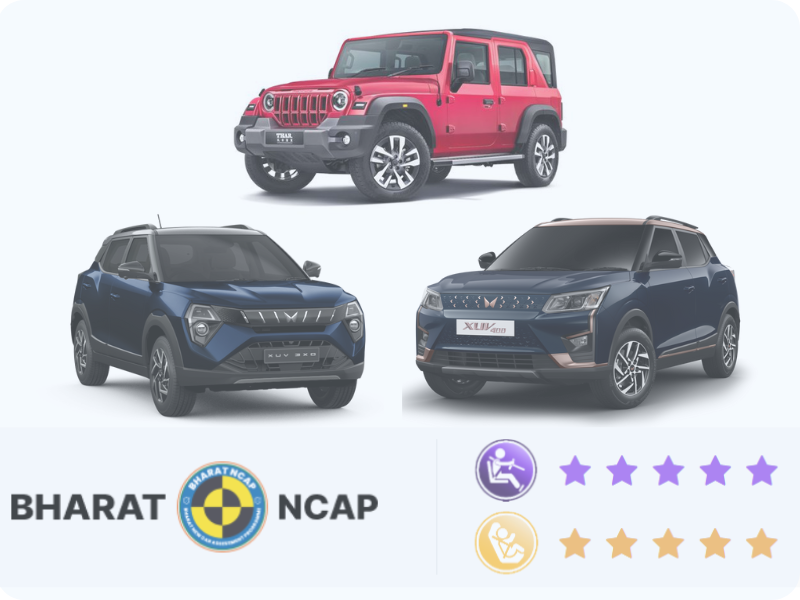 Mahindra Thar Roxx, XUV400, and XUV 3XO 5-Star BNCAP Safety Rating